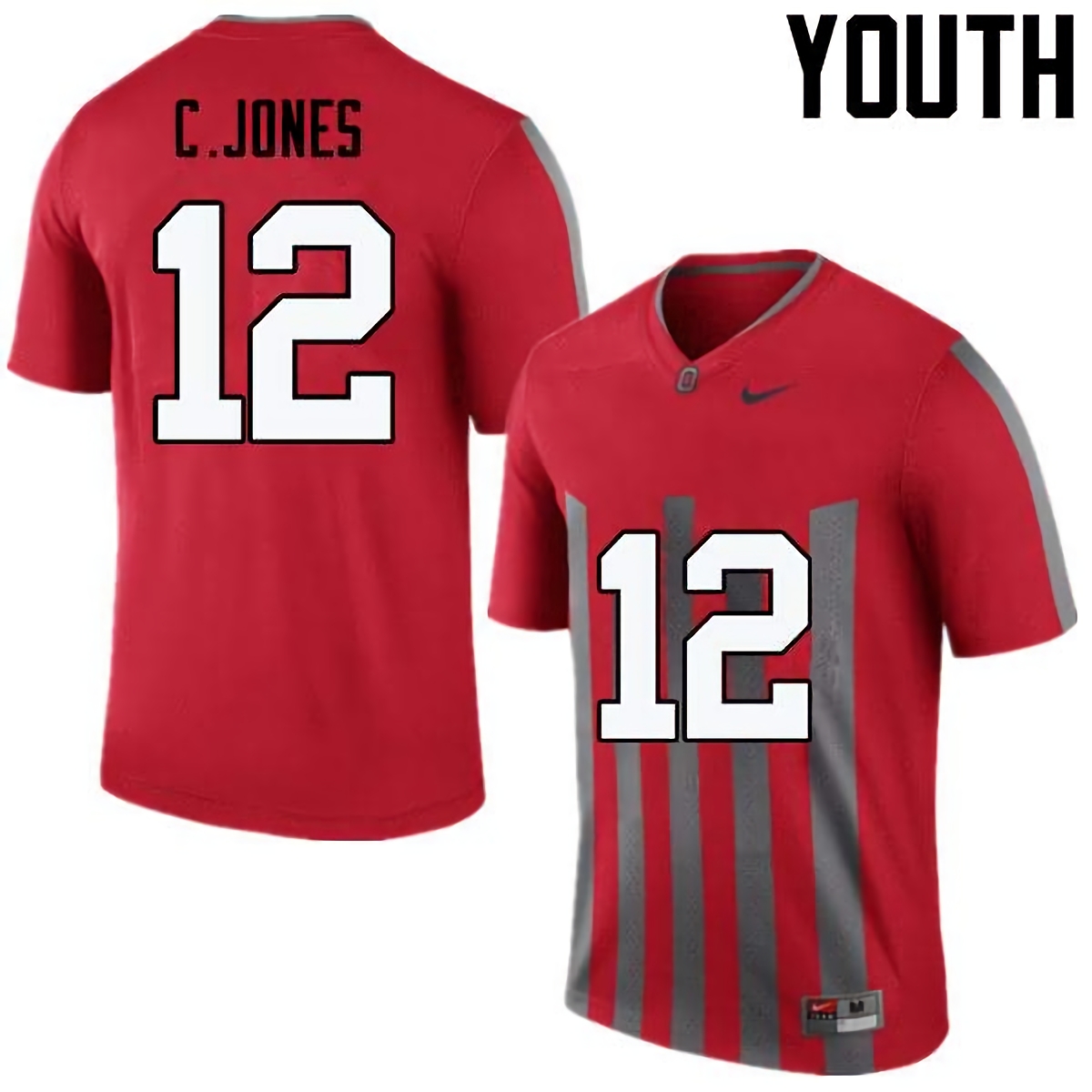 Cardale Jones Ohio State Buckeyes Youth NCAA #12 Nike Throwback Red College Stitched Football Jersey WBL1456UV